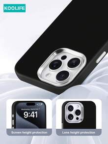Koolife 1pc Soft Touch Colorful Phone Case, Coated Lens Frame, PC+TPU Material, Independent Metal Buttons, Minimalist Fashion, Anti-Drop Protective Shell, Compatible With Apple 17/17 Pro/17 Pro Max - Black - View 6