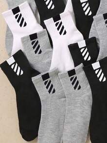 5/10/20 Pairs Kids Twill Street Style Socks, Back To School Season, Autumn, Short Socks, Girls Socks, Boys Socks, First Day Of School - Multicolor - View 6