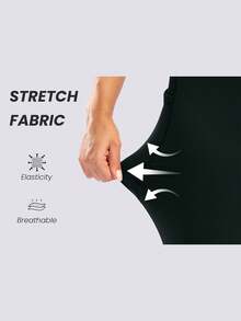 Women's Seamless High-Waisted Compression Leggings With Side Pockets, Solid Color Elastic Tight Pants For Outdoor Running, Spring Summer Autumn Sports - Black - View 6