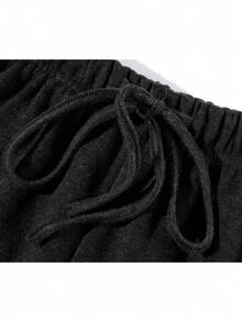 Minimalist Casual Versatile Loose Straight Leg Draped High Waist Wide Leg Pants With Drawstring Long Pants For College Office Daily Home Wear Autumn Winter - Dark Grey - View 2