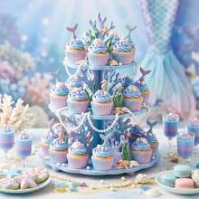 100/200pcs Mermaid Cupcake Liners, Colorful Fish Scale Paper Cupcake Liners Standard Baking Cupcake Paper Liners Suitable For Ocean Theme Baby Shower Birthday Party Ocean Theme Cake Decoration - Multicolor - View 8
