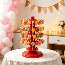1pc Multi-Layer Lollipop Holder Centerpiece, Red Plastic Adjustable Multi-Layer Candy Lollipop Display Stand Desktop Decoration, Multi-Layer Insertable Lollipop Holder, Suitable For Christmas, Birthday And Wedding Party Decoration - View 5