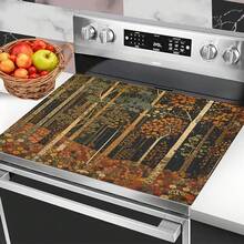 1 pieza Protector de estufa plano con patrón de bosque de otoño 2D y almohadilla de goma antideslizante resistente al calor, apto para estufa de inducción, estufa de vidrio y alfombrilla multifunción resistente a arañazos, también la mejor opción para horno, lavadora, secadora y decoración de cocina. - Multicolor - Ver 2