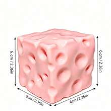 1pc Pink Cheese Squishy Malleable Slow Rising Stress Toy, Scented Square TPR Fidget, Adult Women Sensory Relief, Party Holiday Gift, Cute Squishy Toy - Multicolor - View 7