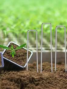 U-Shaped Garden Stakes, Heavy-Duty Fence Posts, Lawn Staples, Galvanized Landscape Nails For Securing Grass Lawn Barriers And Ground - Multicolor - View 3