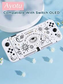 Ayotu 1pc Sun Moon Star Pattern Compatible With Switch2/Switch NS/Switch OLED Game Console Protective Shell, New Generation TPU Soft Shell, Universal Game Controller Protective Case, Switch Controller Protective Case, Switch Game Accessories, Anti-Drop, Anti-Slip, Anti-Scratch, Fashionable, Autumn Romantic/Back To School Gift/Valentine's Day Gift/Christmas Gift/Halloween Gift - Multicolor - View 20