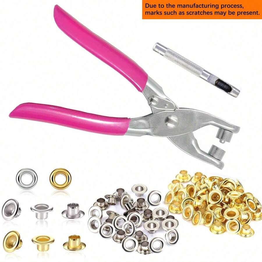 Rivet Tool Set, Includes Rivet Punch Pliers And 4.5mm (Inner Diameter) Metal Rivets, Suitable For Leather Belts, Shoes, Clothing, Crafts And More. - 4.5mm - View 1