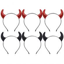 2/4/6pcs Black Devil Horn Headband, Halloween Cute Korean/Japanese Style Red Devil Horn Hair Clip Accessories - Devil Horns - View 14
