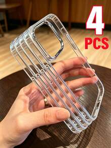 手機殼 4入裝 奢華透明款，適用 Apple 18/18 Pro/18 Pro Max/17 Pro Max/17 Air/16 Pro Max/15 Pro/17E/17/16/15/14/13/12/11/16E/Plus/Mini/X/Xr/Xs Max/7/8/Se2/Se3，防震高透背蓋保護殼 - 4件裝 - 查看 36