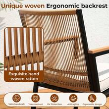 3 Pieces Bistro Set, Outdoor WPC Table & 2 Wicker Chairs With 7cm Waterproof Cushions, Rattan Garden Furniture Set For Patio Balcony Backyard - Beige - View 5