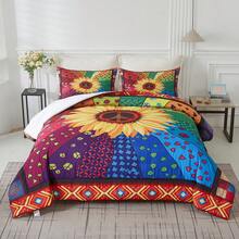 3 Pieces Brown Floral Print Comforter Doona Sets Double Queen King Bedding Set With 2 Pillowcases,3Pcs Soft & Comfortable Botanical Flower Lightweight Quilted Bedding Set With Polyester Filling,Room Decor,Machine Washable,All Season,Wedding Gift - Brown - View 38