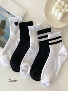 5 Pairs Versatile Mid-Calf Socks, Casual Minimalist Style - Multicolor - View 10