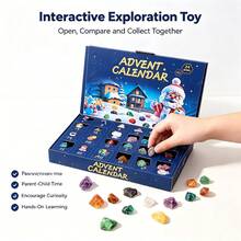 24-Day Christmas Countdown Advent Calendar With 24 Natural Raw Crystal Gemstones, Rock Mineral Specimen Assortment, DIY Collectible Educational Scienc - Christmas Countdown Box - View 5