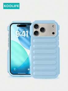 Koolife 1pc Solid Color 3D Capsule Phone Case, TPU Material Soft, Creative Design, Air Cushion Anti-Drop, Suitable For Apple 17/17Pro/17ProMax - Blue - View 3