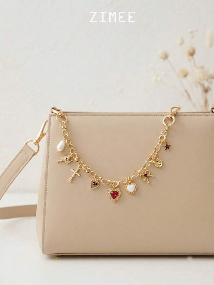 Y2K Style Heart & Angel Bag Charm, Cute Bow Pendant, Handbag Accessory - Multicolor - View 1