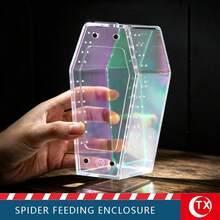 Multi-Color Transparent Acrylic Reptile & Amphibian Terrarium, No Assembly Magnetic Ventilation Lid Spider Habitat Box With Feeding Water Dish, 360° Fully Transparent DIY Enclosure For Jumping Spiders, Tarantulas, Lizards And Small Pets, Suitable For Beginners - Clear - View 6
