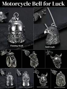 AD 1 buah Bel Motor, Aksesori Bel Sepeda, Perlengkapan Pelindung Keselamatan Bersepeda, Bel Malaikat Motor, Bel Pengusiran Setan, Motor Retro Punk, Bel Keberuntungan Sepeda Stainless Steel - Lonceng Ksatria LD - View 1
