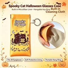 Kantong Kacamata Portabel dengan Kain Pembersih Terintegrasi, Motif Topi Penyihir Halloween dan , Tas Penyimpanan Kacamata Lembut dan Modis dengan Gantungan Kunci, Ringan - MultiWarna - View 10