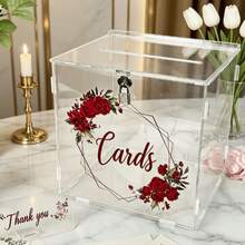 [Customized]Customized Acrylic Wedding Card Box – Transparent Rectangular Design, Suitable For Envelopes, Greeting Cards And Party Decorations – Ideal Choice For Weddings, Birthdays, Graduation Ceremonies And Other Occasions, Suitable For Home, Office, Events - Personalized Thank You Gifts, Home Decor, Romantic Souvenirs, High-End Craftsmanship - 1PC - View 2