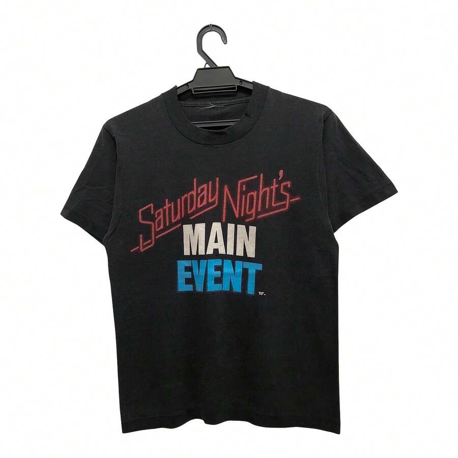 Vintage 80s WWFs Saturday Nights Main Event World Wrestling Federation Rare Single Stitch Soft Thin Material - 款式 - 查看 1
