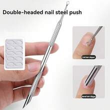 1/2 Pre-Ground Nail File, Double-Ended Steel Pusher, Russian Double-Ended Hoof-Shaped Steel Pusher, Angled Side Nail Trimming Tool For Dead Corners, Nail Polishing Sandpaper, Suitable For Toenails And Foot Cleaning - Multicolor - View 2