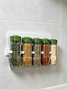壁掛式可調節塑膠香料架，附通用夾具，適用於櫥櫃、儲藏室與檯面，省空間設計，可放置裝飾性香料瓶與容器 - 彩色 - 查看 3