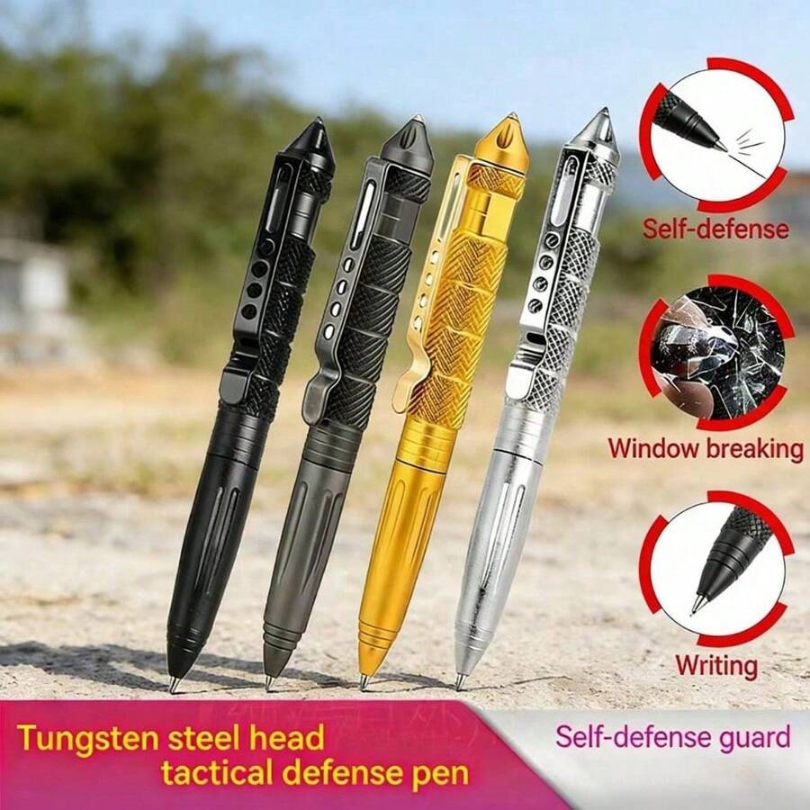 Tactical Pen Aircraft Aluminum Pen With Glass Breaker Writing Multifunctional Survival Tool - Multicolor - View 1