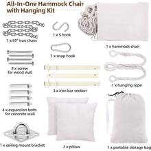 Ohuhu XL Hängesessel, Hängesessel bis 150 kg - Gartenhängesessel für Erwachsene undädchen, für drinnen und draußen, für Garten, Balkon, Schlafzimmer (Cremeweiß) YVIL - Cremeweiß - Übersicht 8