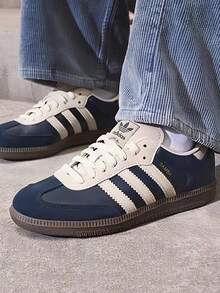 Adidas Originals SAMBA OG Comfortable Thin Sole Durable Low-Top Sneakers Unisex Dark Blue - Dark Blue - View 1