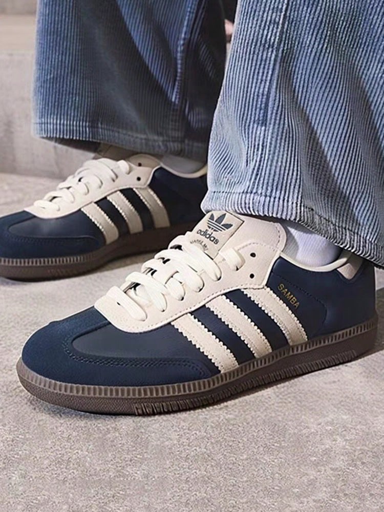 Adidas Originals SAMBA OG Comfortable Thin Sole Durable Low-Top Sneakers Unisex Dark Blue - Dark Blue - View 1