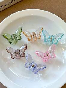 12/6/2 pièces Pinces à cheveux papillon en gelée 3D, cristal clair et transparent, durable et respectueux des cheveux, accessoires capillaires doux et mignons - convient aux filles et aux adolescentes, pour le quotidien, les vacances, l'école, les rendez-vous - Multicolore - Voir 7