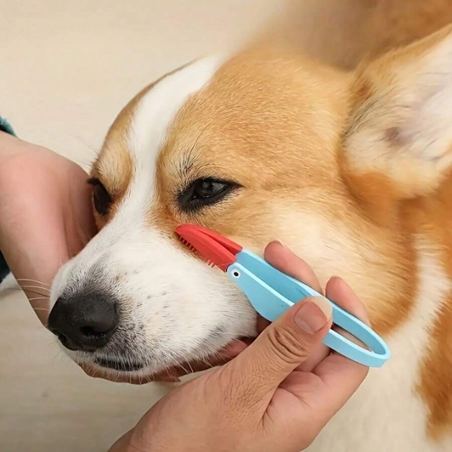 1pc Cleaning Tweezers + Fine-Tooth Comb: Pet Tear Stain And Eye Cleaning Tool - Soft Bristle Brush, Tweezers And Grooming Comb, Suitable For Cats And Dogs - View 1