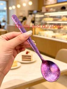 6pcs Pure Titanium Spoons, Exquisite Ice Flower Design Soup Spoons, Home Western Style Spoons, Eating Spoons, Dessert Spoons, Watermelon Spoons, Cake, Coffee, Ice Cream, Honey Spoons - Multicolor - View 9