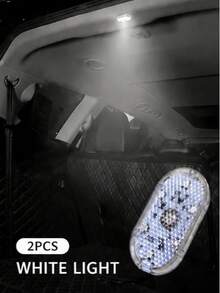 1//2/4pcs Car LED Ambient Lights, Footwell Lights & Interior Decor Lights. RGB Mini Wireless Stick-On Lights For Car Ceiling And Foot Area. First Use: Turn On The Switch And Charge Fully First(Random Style) - 彩色 - 查看 16