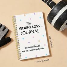 1pc A5 Mini Colorful Floral Print Weight Loss Tracker Journal, Gold Spiral Notebook, For Daily Fitness Record, Diet Log, Body Data Tracking, Gym & Home Workout Use, Preprinted Weight & Exercise Log Inner Pages - Multicolor - View 3