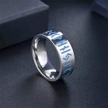 Viking Rune Ring Black Blue Enamel Minimalist Jewelry Stainless Steel Ring Men's Birthday Gift Daily Wear Valentine's Day Father's Day Gift Non-Allergic Non-Fading - Multicolor - View 6