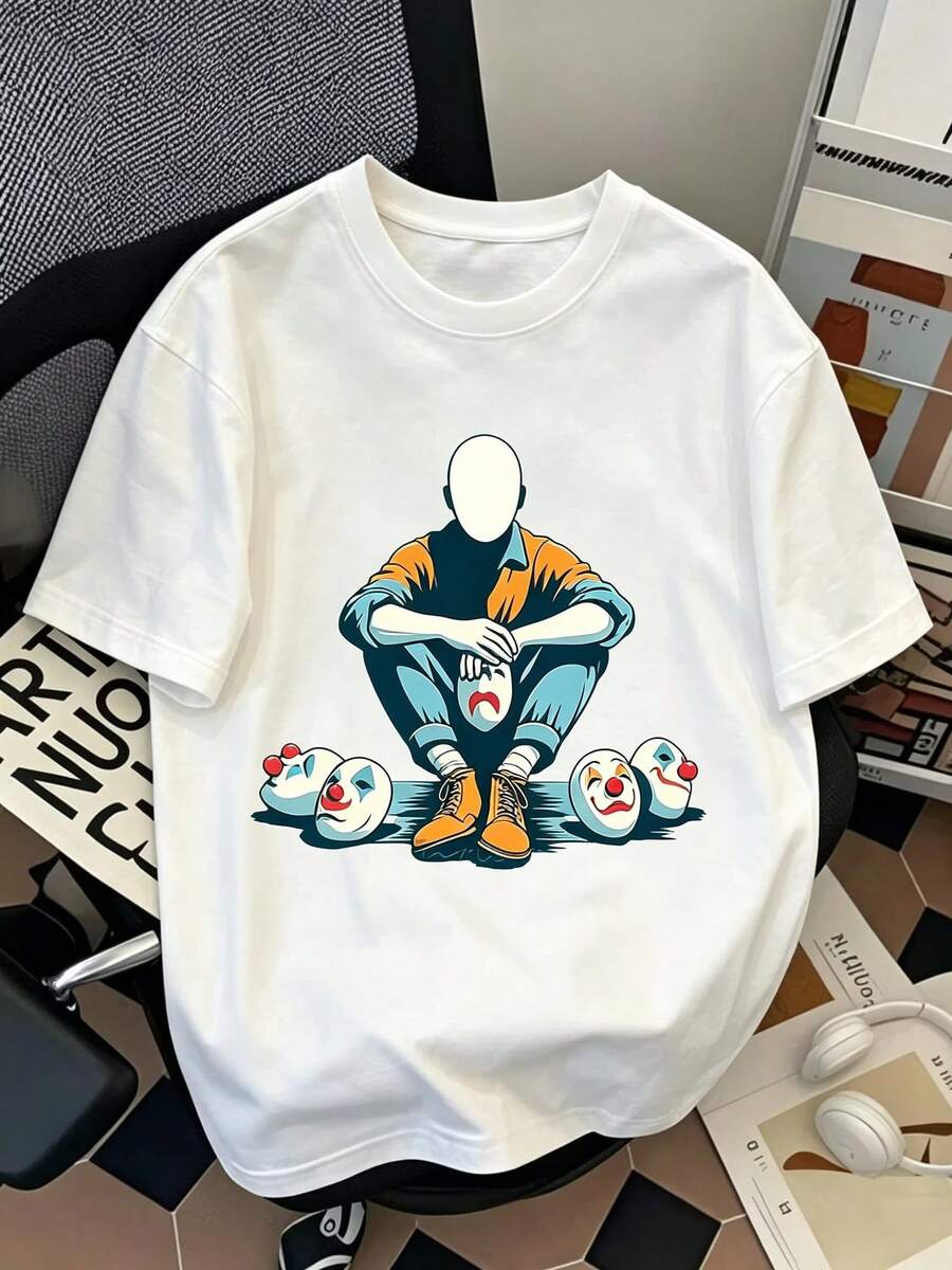 Heavy Pure Brand Printed Short-Sleeved T-Shirt Men'S Summer New Casual Large-Size Loose Versatile Top - 風格2 - 查看 1