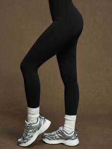 VVX Women's Contrast Color Yoga Jumpsuit Halter Neck Backless Butt Lifting, Color Block Sleeveless Tummy Control Gym Sports Workout Unitard Black - Black - View 5