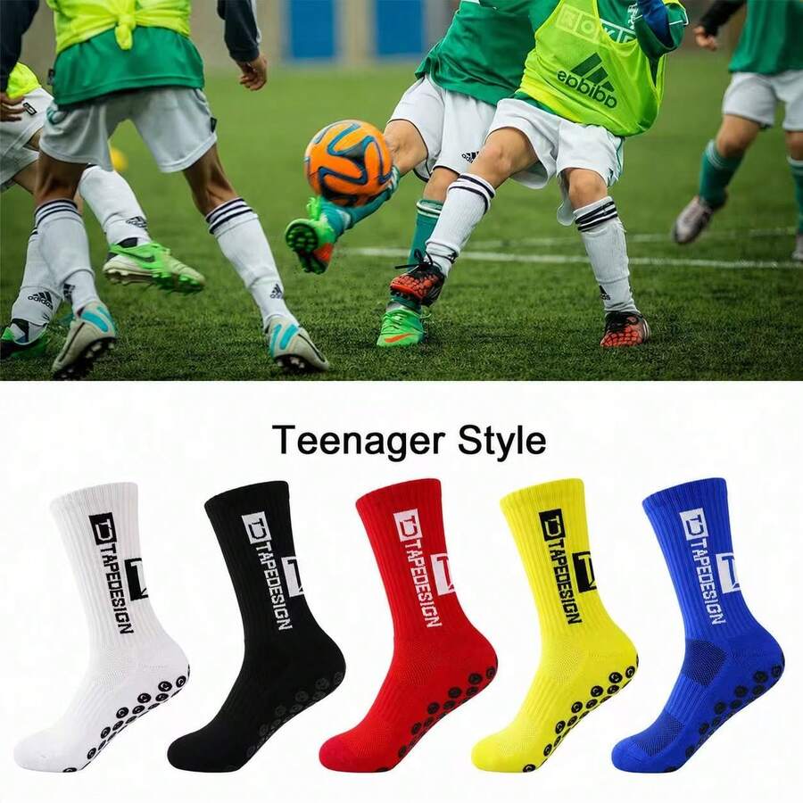 Plus Size Men's Contrast Color Letter Anti-Slip Silicone Breathable Football Socks Professional Training Match Sports Mid-Calf Socks - Multicolor - View 1