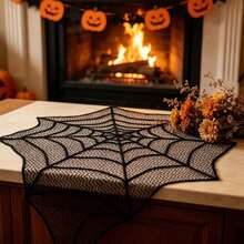 1pc Halloween Lace Spider Web Tableware Set Gothic Spooky Design, Perfect Table Decor For Halloween Parties - Multiple Styles - View 6