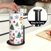 Baofeng 1pc Stainless Steel Countertop Paper Towel Holder, Non-Slip Base Easy-Tear Paper Roll Dispenser, Suitable For Standard And Large Rolls, Space-Saving Kitchen Bathroom Home Decor Stand, Free Hook Included, Gold/Silver/Black Optional - Multicolor - View 6