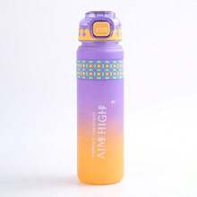 Gradient Frosted Sports Water Bottle, Push-Button Pop-Up Straw + Portable Strap, 1L Large Capacity Leak-Proof Travel Cup, Geometric Print Highly Attractive Water Bottle, Suitable For Outdoor Camping, Hiking, Office, Daily Use, 4 Gradient Colors Available - Multicolor - View 10