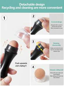 2/1pc Mini Volcanic Stone Oil Absorbing Roller, Facial Oil Absorbing Roller, Mini Portable Facial Oil Absorbing Stick, Powerful Oil Absorption Without Removing Makeup, Fresh All Day, Detachable And Washable, Reusable - Multicolor - View 6