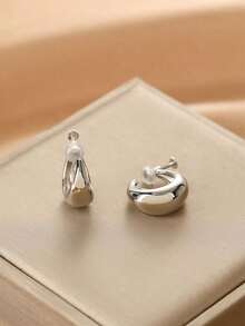 1 Pair Fashion New Smooth C-Shaped Copper Earrings For Women, No Piercing Screw Ear Clips, Adjustable Tightness, Suitable For Daily Wear - Ear Clip - View 9