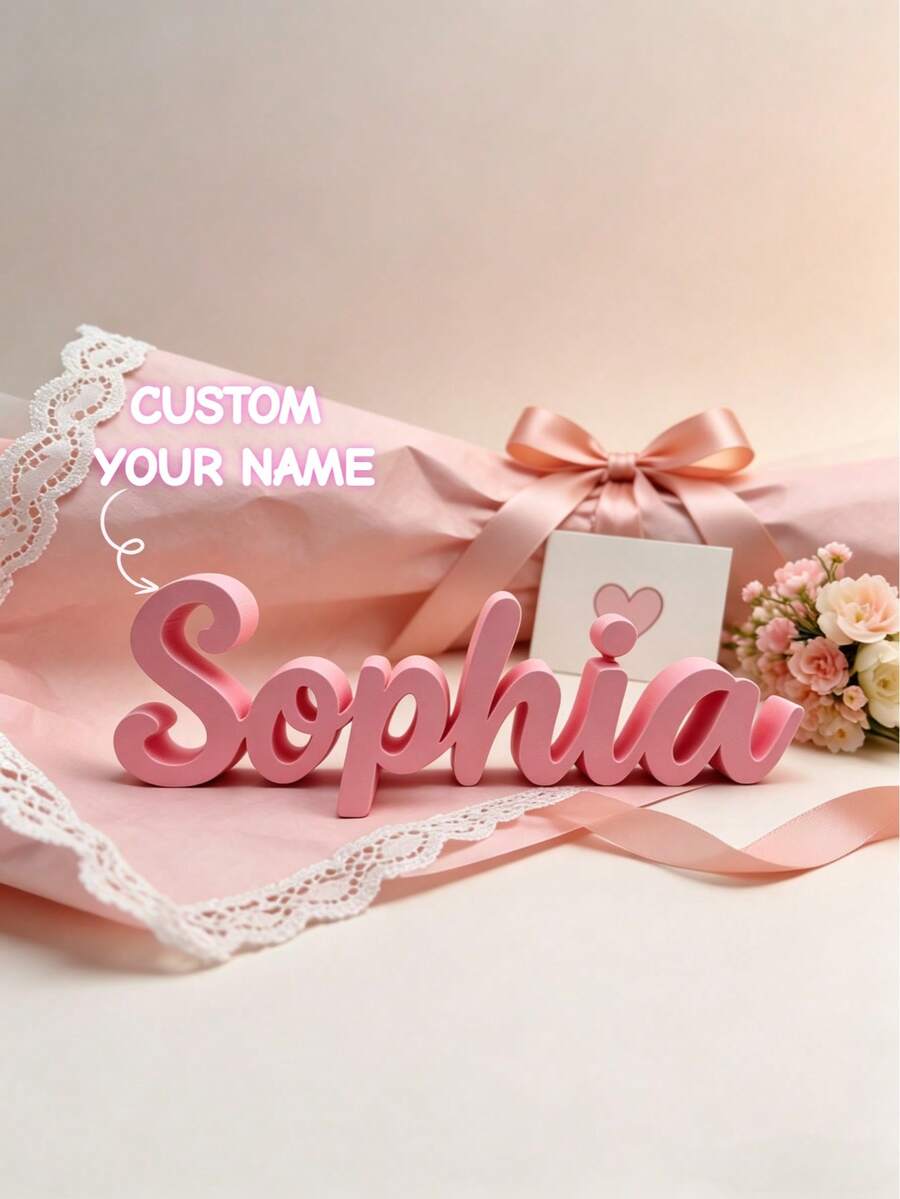 1Pc Custom 3D Printed Name Sign,Personalized Your Name,Stylish & Unique Design,Perfect For Home Decor,Birthdays,Wedding,Housewarming,Special Occasions - Multicolor - View 1