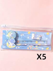 25pcs/5sets Stationery Set Including Pencils & Erasers, 5pcs/1set Pencil Case With Cute Cartoon Design, Versatile Student Supplies Combination, Suitable For Friends, Graduation, Stationery Gift Box, Back To School - Multicolor - View 14