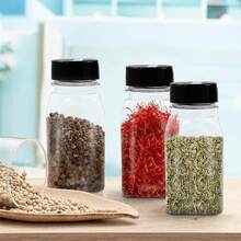 RoyalHouse 6 Pack 9.5 Oz Plastic Spice Jars With Black Cap, Clear And  Plastic Bottle Containers With Shaker Lids For Storing Spice, Herbs And - ColorA - View 5