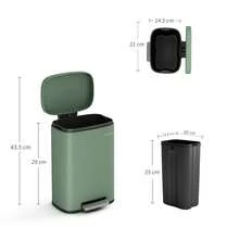 MCC Direct Pedal Kitchen Bin With Soft Close Lid, Step-On Trash Can With Inner Bucket, Durable Steel Body, Hands-Free Waste Disposal - Green - View 4