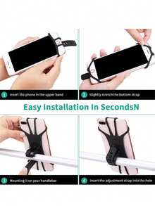 1 قطعة حامل هاتف للدراجة قابل للدوران 360°، مصنوع من مادة سيليكون مرنة عالية المرونة، تصميم رباعي الزوايا يلتف حول الهاتف لتثبيته بأمان، يقلل بفعالية من الاهتزازات الناتجة عن الصدمات أثناء الركوب، مما يجعل الملاحة وعرض المسار أسهل. حزام خلفي قابل للتعديل لتركيب بسيط، يتم تثبيته بسرعة على مقود الدراجة أو الدراجة الجبلية أو الدراجة الكهربائية أو الدراجة النارية بدون أدوات - متعدد الألوان - مشاهدة 8