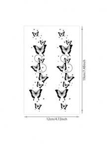1 Sheet Gradient Shaded Butterfly Star Sparkle Wrist Hand Palm Vertical Temporary Tattoo Sticker, Waterproof Long-Lasting Dreamy Celestial Fake Tattoo, Body Art Decal For Knuckle Collarbone Ankle Neck Forearm - Black - View 5